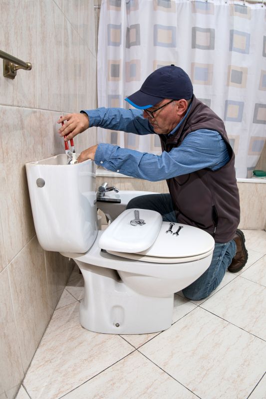 Plumber Fixing Toilet